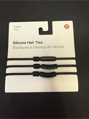 lululemon Athletica Black Silicone & Reflective Thread Hair Ties - 3 Pack